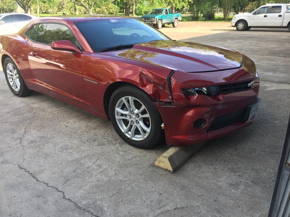 Chevrolet Camaro with rear collision damage before body repair