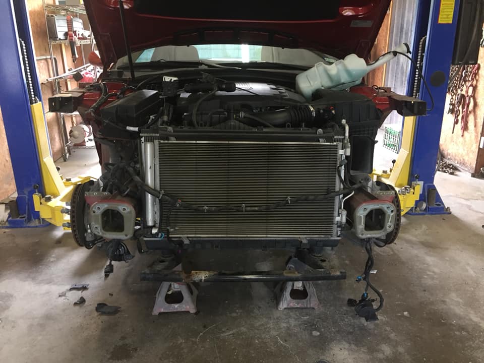 Chevrolet Camaro during body repair and panel replacement